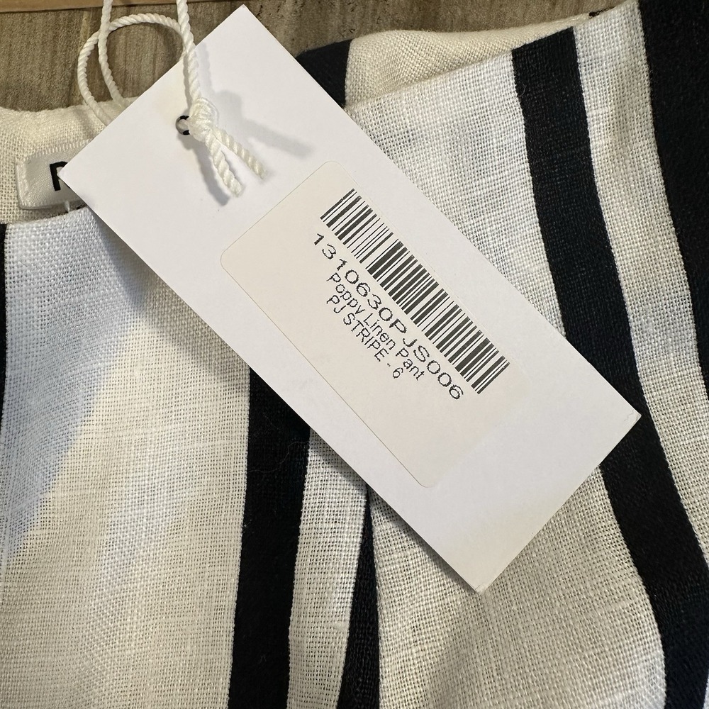 Reformation Poppy Linen Pants Size 6 Stripes Highrise Coastal Travel Preppy Twee - Picture 6 of 8